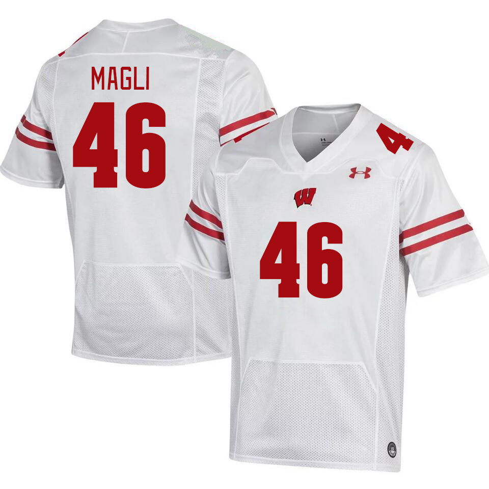 Men #46 Deven Magli Winsconsin Badgers College Football Jerseys Stitched Sale-White